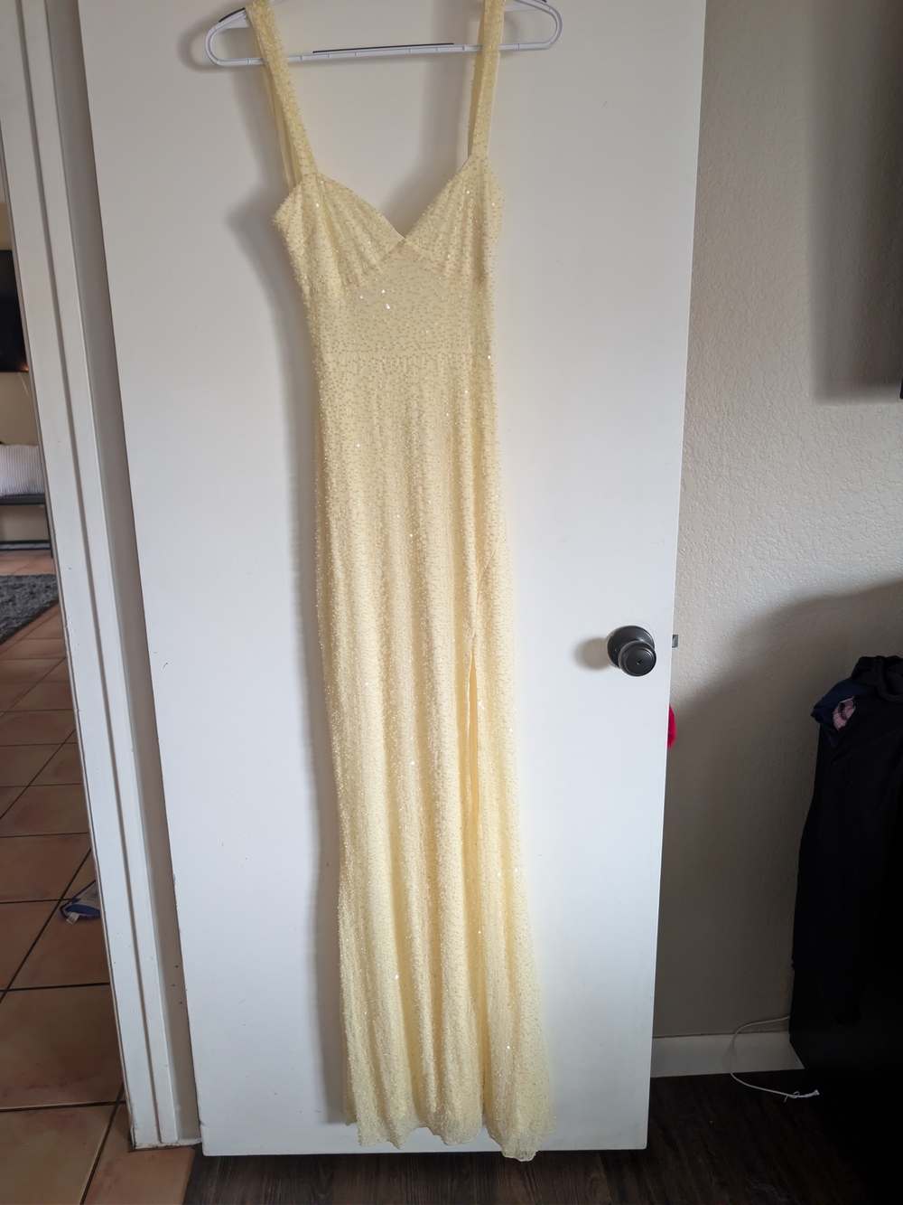 Elegant Yellow Sequin Maxi Dress Small NEW With tags !